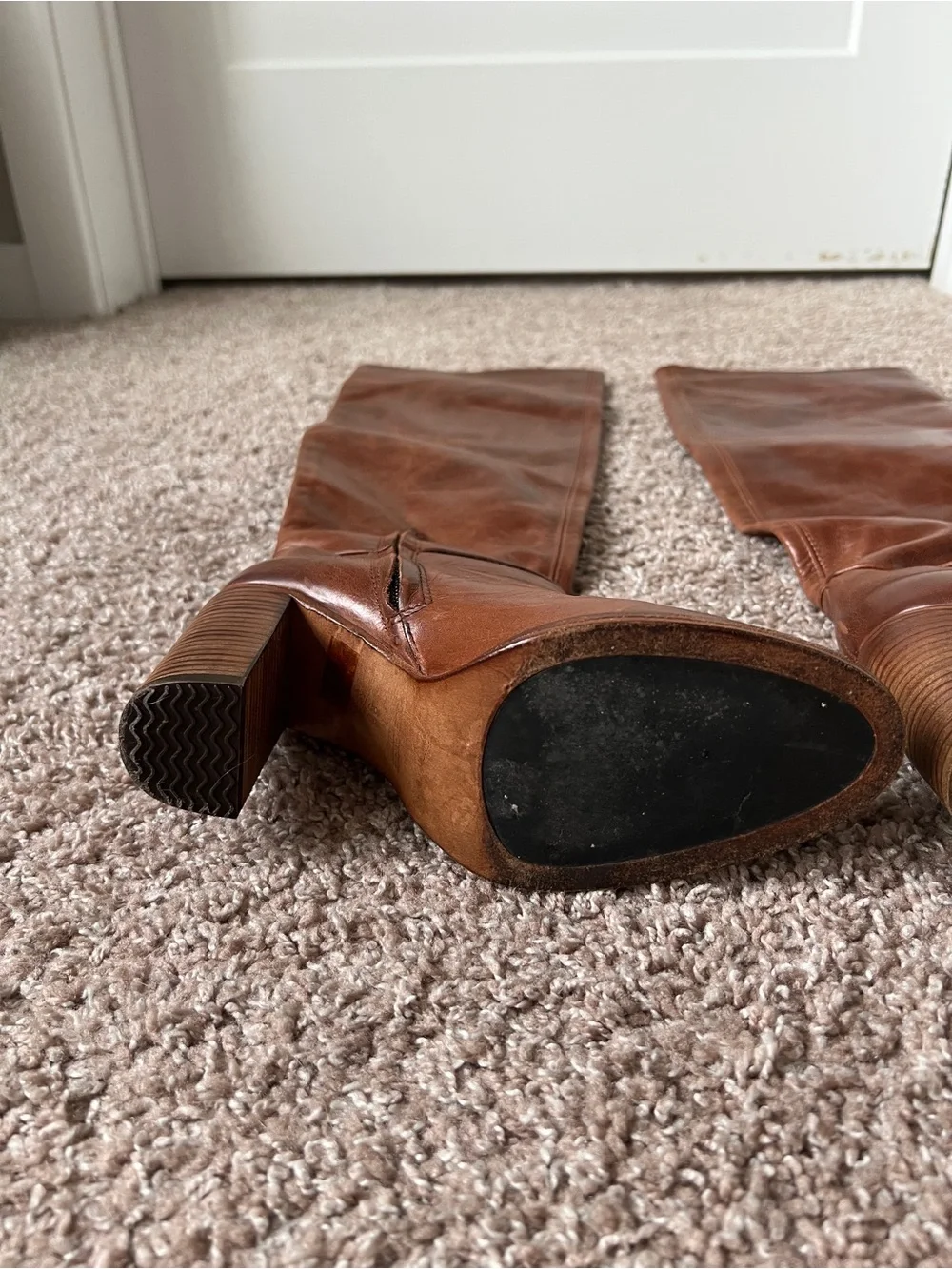 Free People Chestnut Brown Over-the-Knee Leather Boots